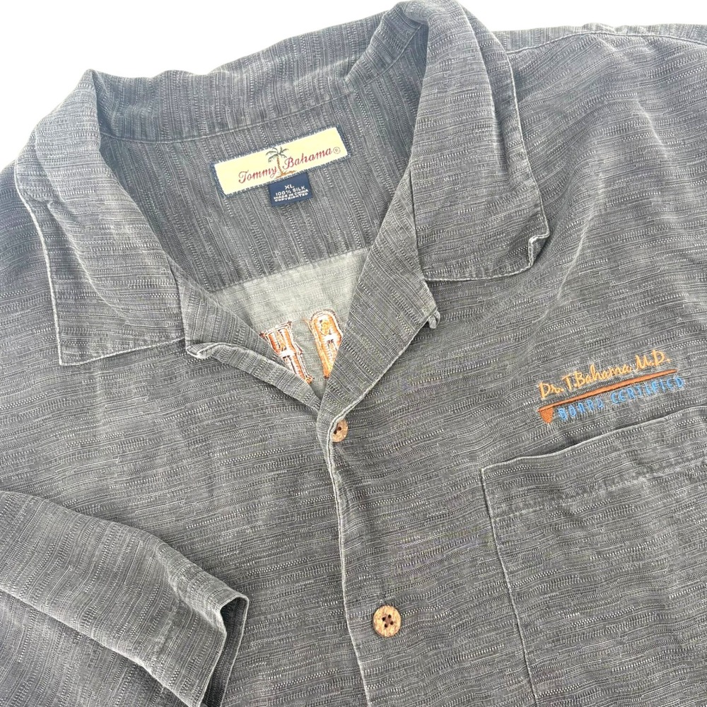 Tommy Bahama Relax Mens XL Silk Camp Shirt Dr Cocktail Mermaid Martini Grey